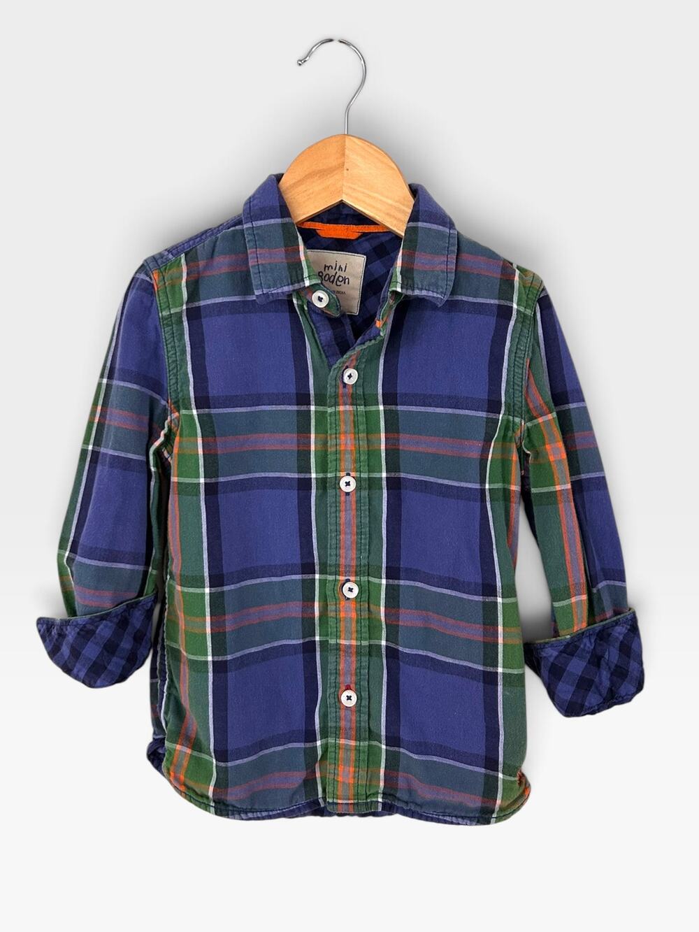 Mini Boden Plaid Twill Shirt, Size 4/5